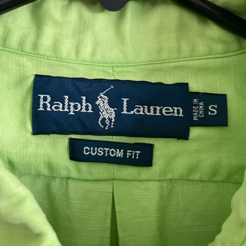 POLO by Ralph Lauren Men’s Light Green Silk/Linen Blend Button Down Shirt Size S